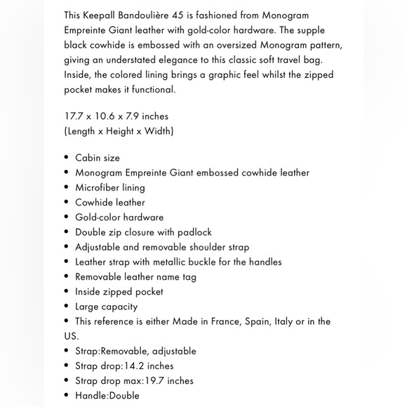 Louis Vuitton Keepall Bandoulière 45 Monogram Empreinte Giant Black - Picture 5 of 5